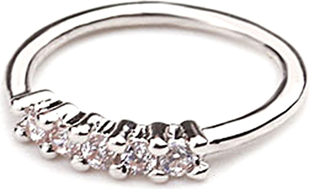 1 Stück Frauen Zirkonia eingelegte Blume Nasenring Piercing Hoop Helix Ohrring-Silber 5 Steine