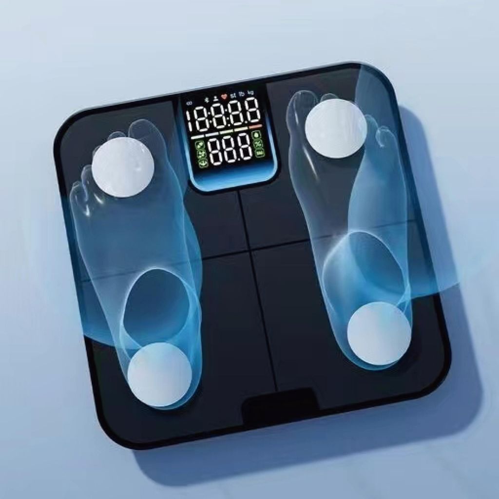 Personenwaagen, Körperfettwaage, Körperanalysewaage, mit APP, LED Digitale Personenwaage, Bluetooth Körperwaage, 24 Körperdaten, Smart Waage, 1...