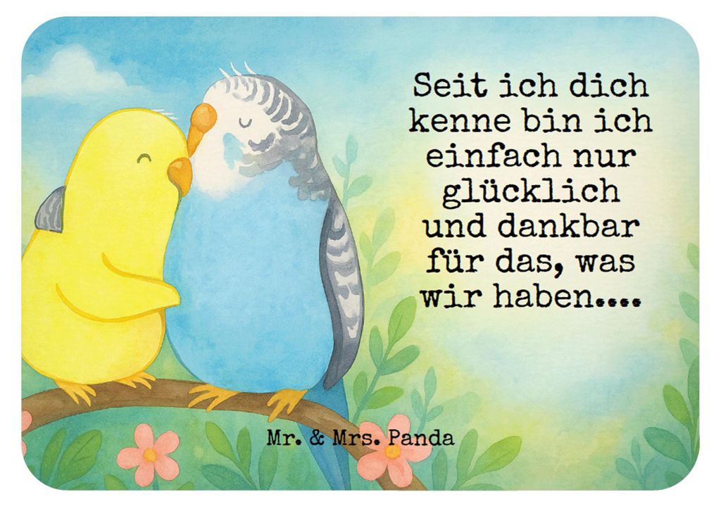 Mr. & Mrs. Panda magnet Wellensittich Liebe Design - Weiß - Geschenk, Paar, Pinnwandmagnet, Kühlschrankmagnet, Kuscheln, küchenmagnet, Freund, w...