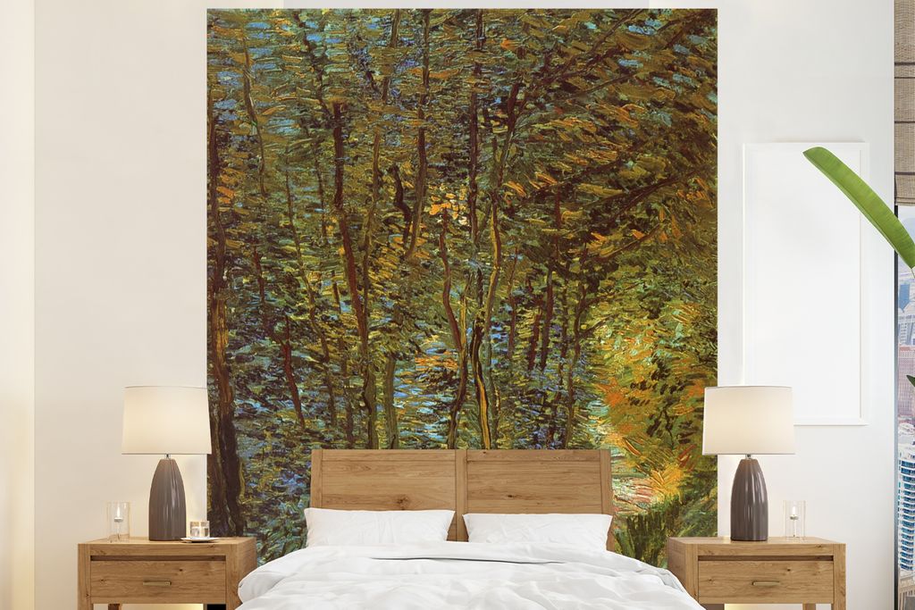 MuchoWow Fototapete für Wohnzimmer oder Schlafzimmer Wandtapete Vinyl Motivtapete In den Wäldern - Vincent van Gogh - 195x240 cm - Gemusterte