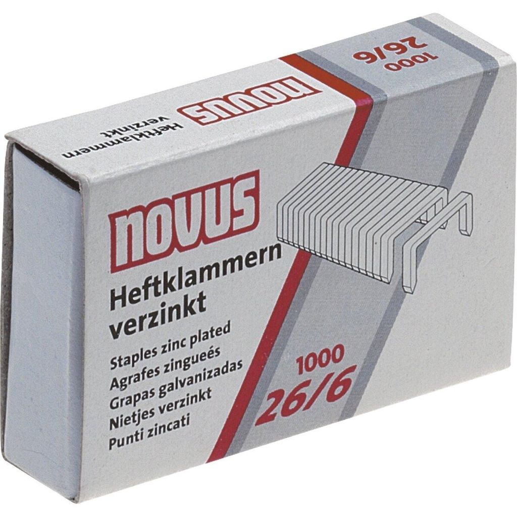 NOVUS Heftklammern 26/6, Kapazität 25 Blatt, Schenkellänge Produktbild 