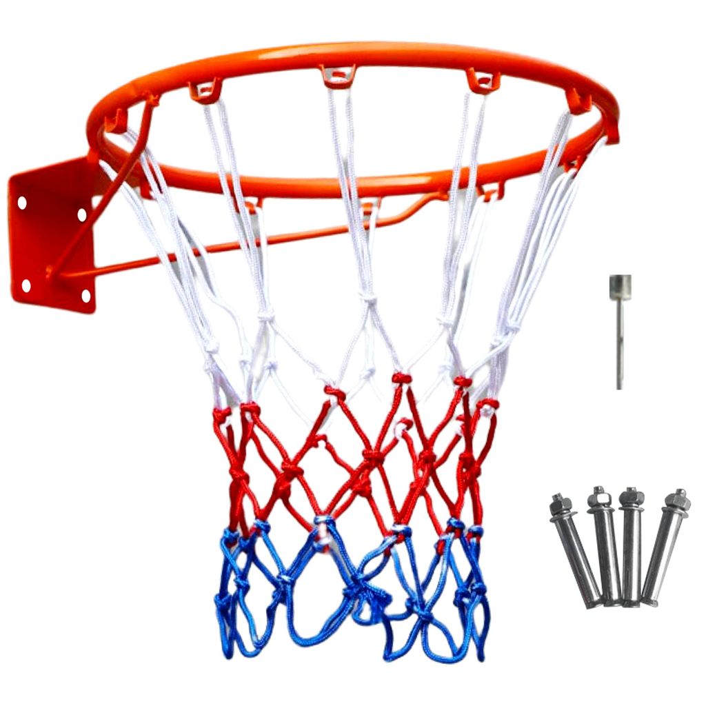 Basketballkorb aus verdickter Stahlplatte mit Netz, Schrauben, Federdämpfung, Wandmontage, Hängekorb