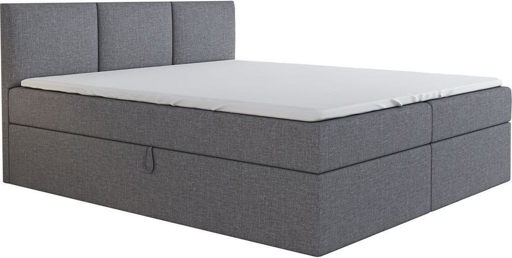 Boxspringbett RICO 180 x 200 mit 2 Bettkästen, Bonell-Matratze und Topper. Farbe: Grau