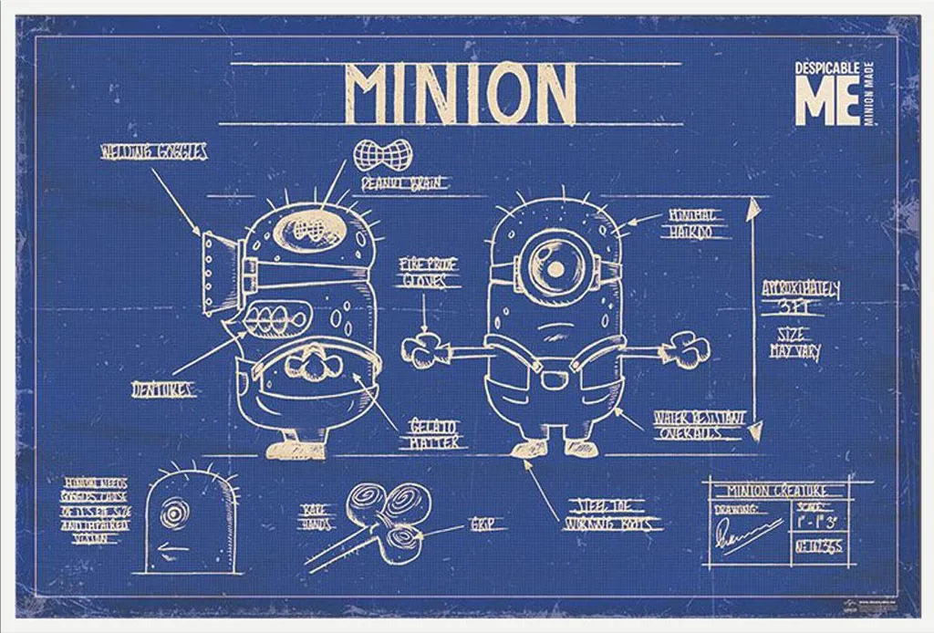 Poster Encadré Minions Moi Moche et Méchant Shinsuke Cadre Blanc 61x91cm