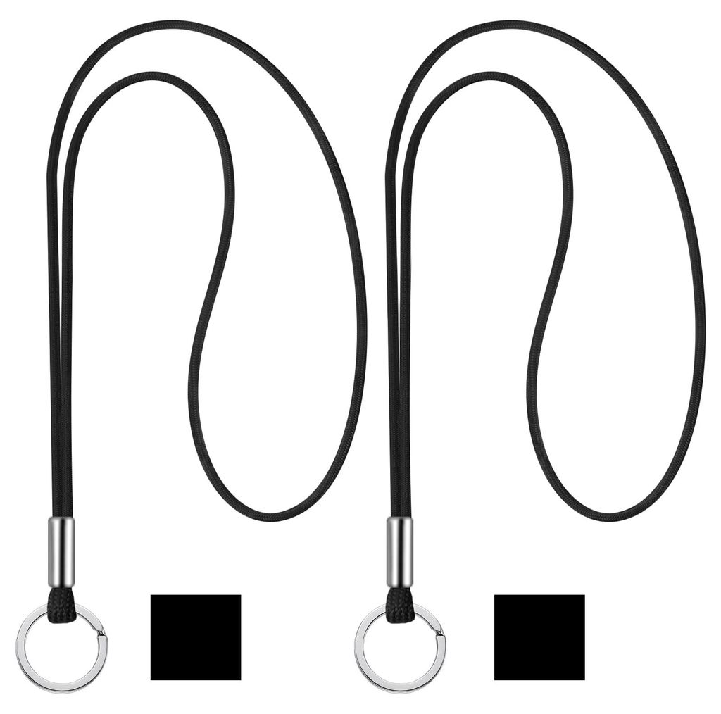 Set aus 2 langen Schlüsselbändern mit Ring für Schlüssel, Ausweise, Mobiltelefone und Kameras (schwarz)