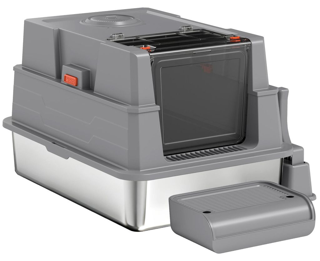 PawHut Katzenklo XXL Edelstahl Katzentoilette 130L mit 180° Produktbild 