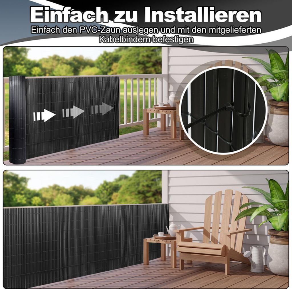 PVC Sichtschutzmatte PVC Sichtschutzzaun Anthrazit Produktbild 3