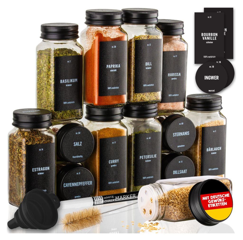 set di 12 barattoli ermetici per spezie da 120 ml con Immagine del prodotto 