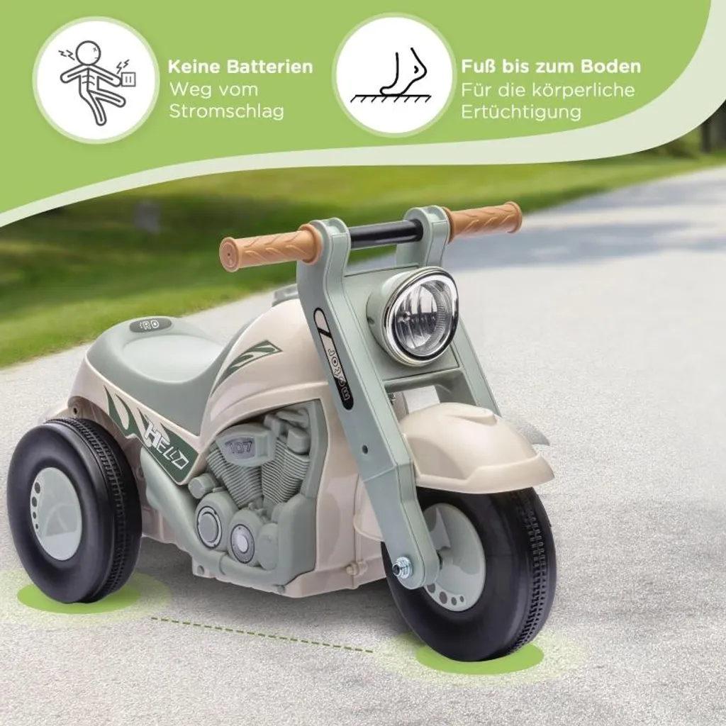Porteur moto pour enfant 2 à 5 ans avec bulles et sons, coloris crème