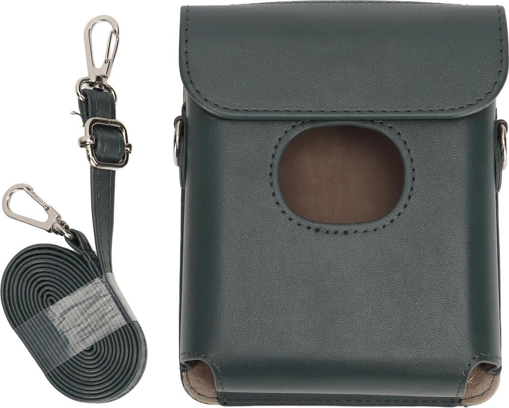 Kunstleder-Tragetasche, Vintage, kratzfest, Kameratasche mit Schultergurt für FujiFilm Instax Square Link Smartphone-Drucker, Dunkelgrün