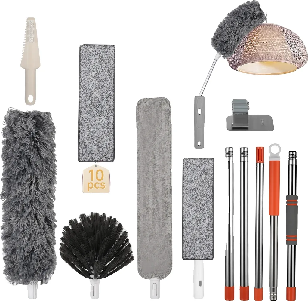 Nettoyeur de vitres multifonction rotatif gris avec raclette souple