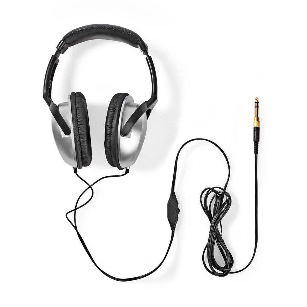 Nedis Over-Ear-Kopfhörer Wired - 3.5 mm - Kabellänge: 6.00 m - Lautstärke-Regler - Schwarz / Silber
