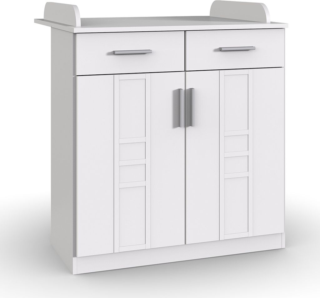 Wickelkommode mit zwei Schubkästen in weiß BEELEN-43