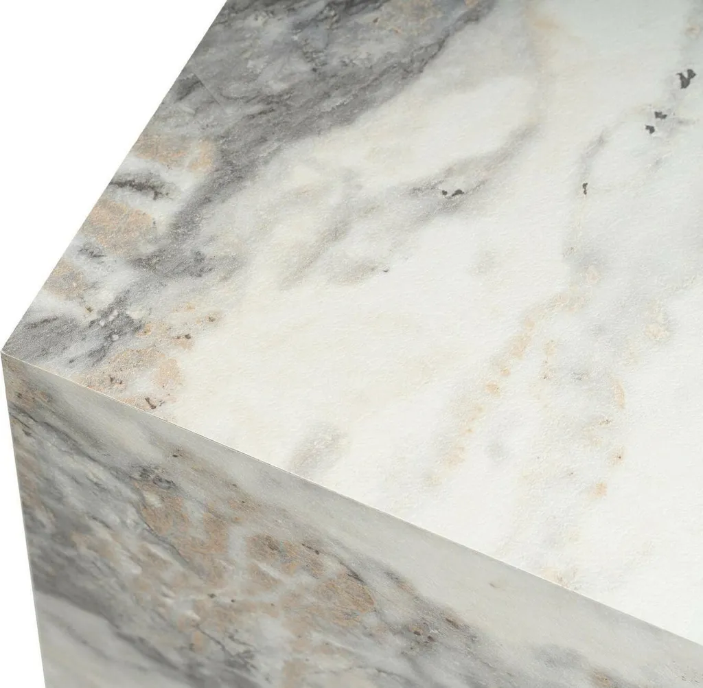 Table basse effet marbre blanc Imogen robuste et compacte 45 cm - 6