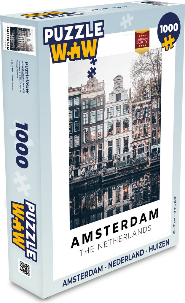 MuchoWow Puzzle 1000 Teile Amsterdam - Niederlande - Huizen - Spielzeug - Alt und Jung - Spiele - Puzzeln