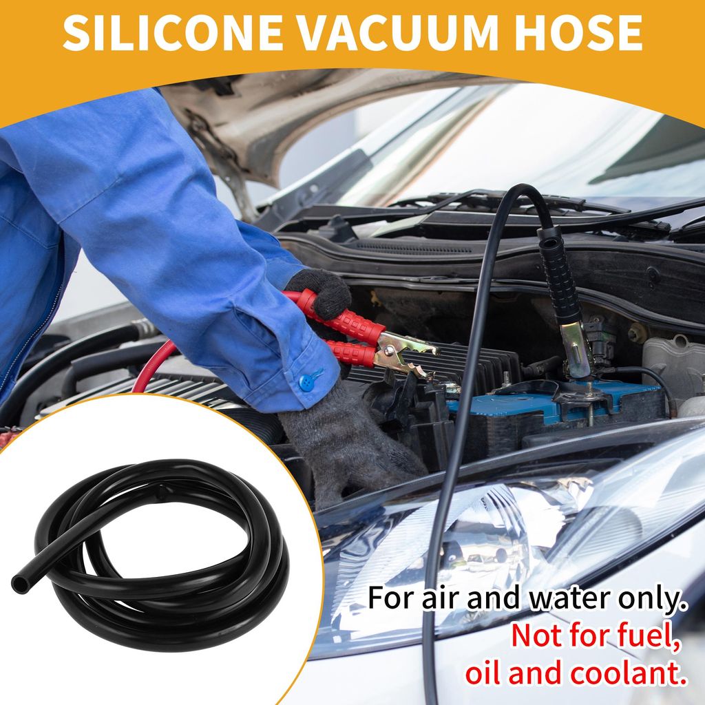 1 Stück 130PSI Maximaldruck Universeller Silikonschlauch für Vakuumschläuche für Autos, Hochtemperatursilikonschlauch Schwarz 6,6FT 1/2" 12mm I...