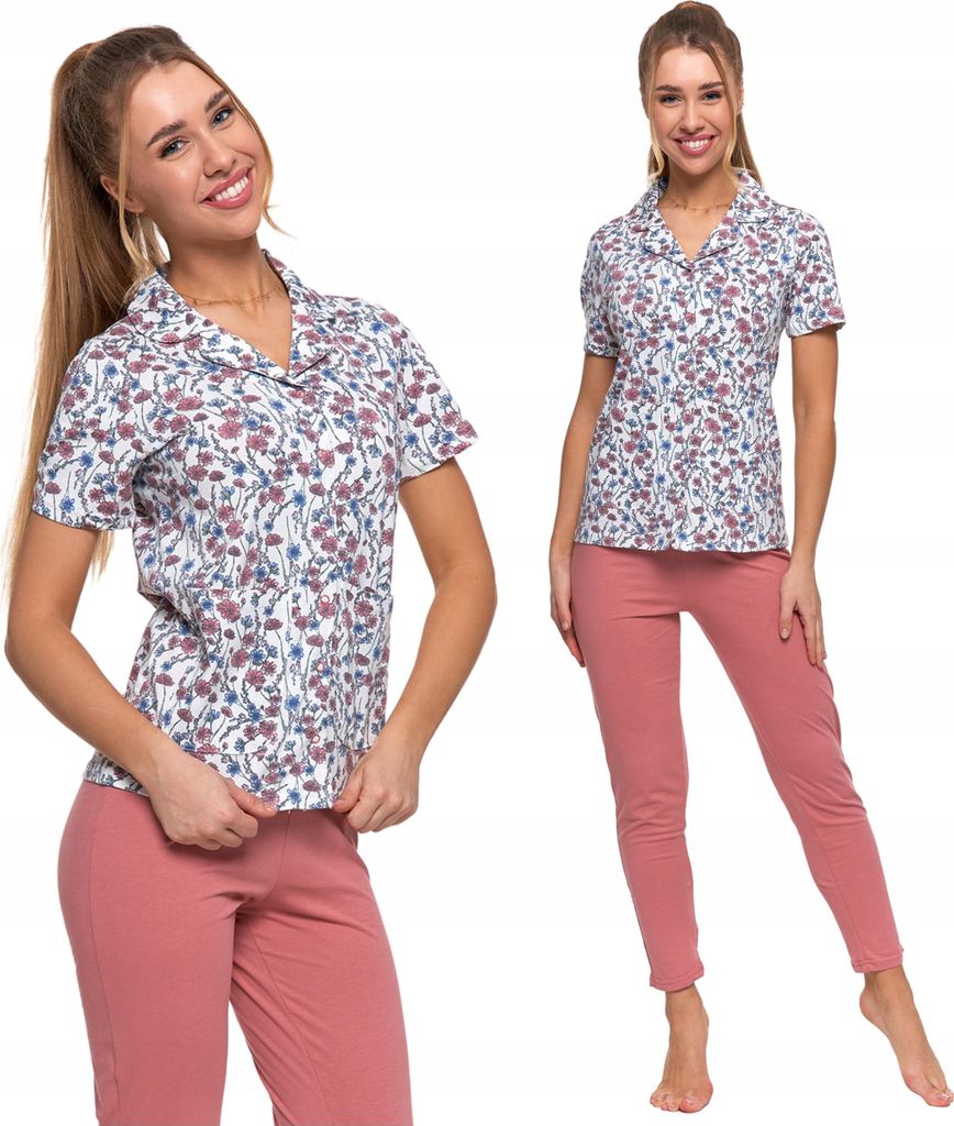 Zweiteiliges Damen-Pyjama-Set mit Blumen und langer Hose Produktbild 