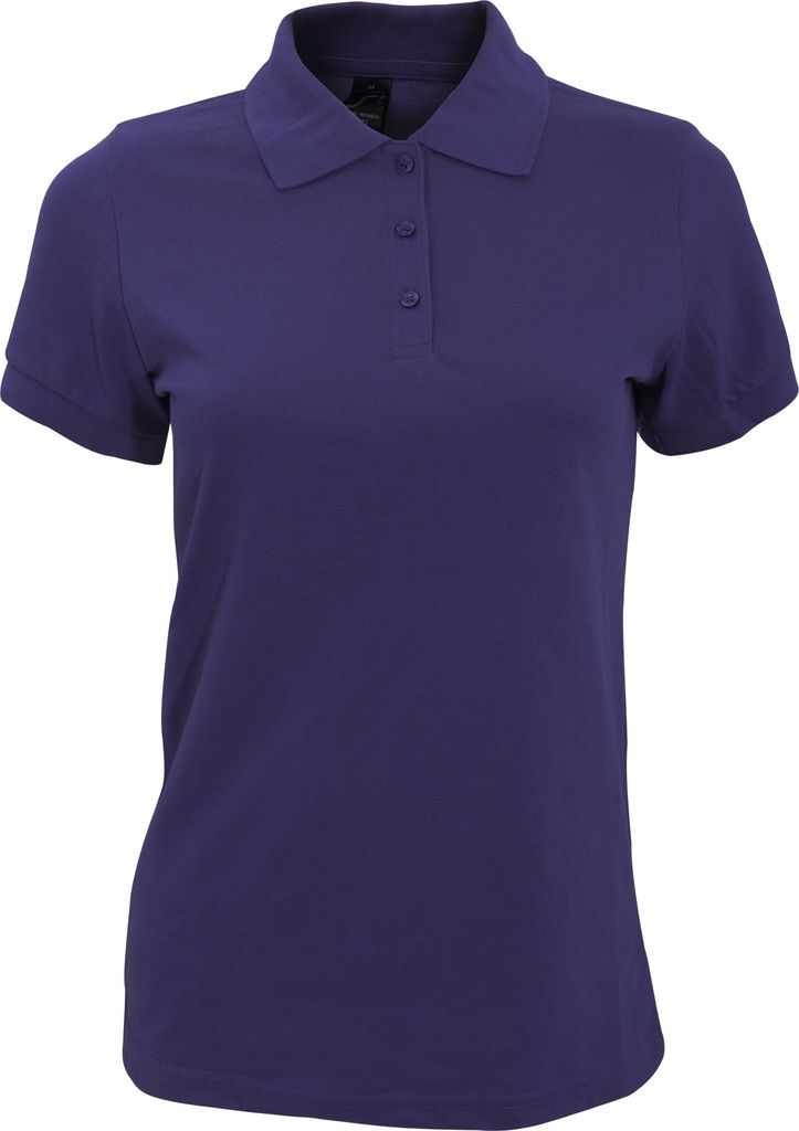 SOLS Prime Damen Pique Polo-Shirt, Kurzarm PC494 (M) (Dunkelviolett)