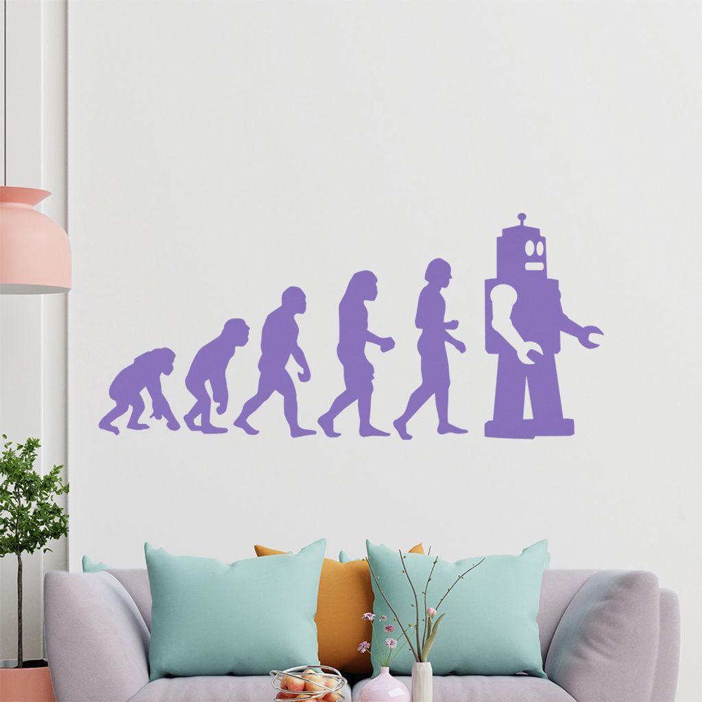 KIWISTAR Evolution - Roboter Maschinen Künstliche Intelligenz Wandtattoo in 6 Größen - Wandaufkleber Wall Sticker - Dekoration, Küche, Wohnzimm...