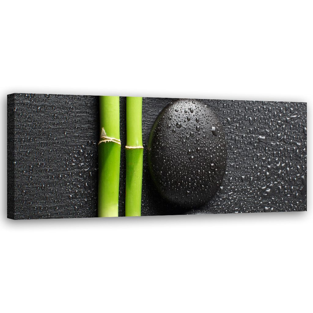Leinwandbild Steine Bambus Zen Spa 120x40 Feeby Schwarz bild für die wand bereit zum aufhängen