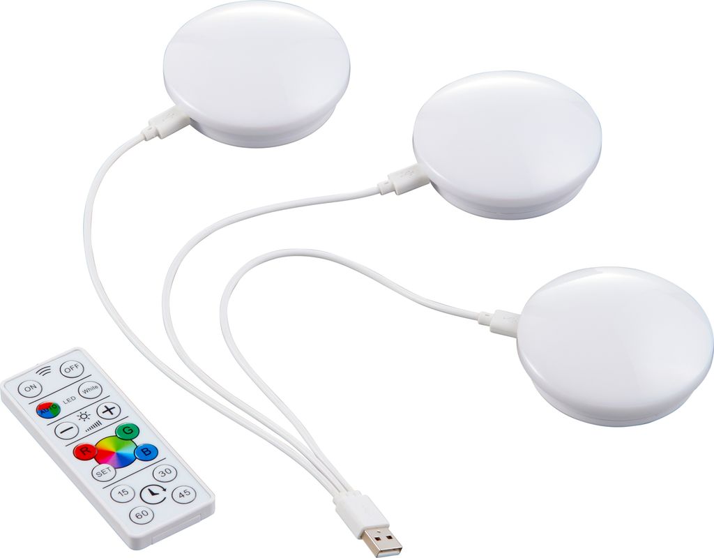 LED Spots 3er Set Wiederaufladbar Farbwechsel Warmweiß Produktbild 