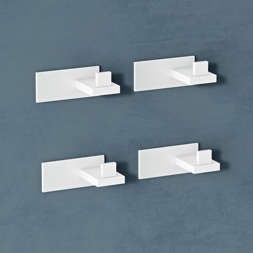 doporro 4 Stück Garderobenhaken Edelstahl, Kleiderhaken Wand Haken, selbstklebend & ohne Bohren Matt Weiß für Jacken, Handtücher Stalo-06