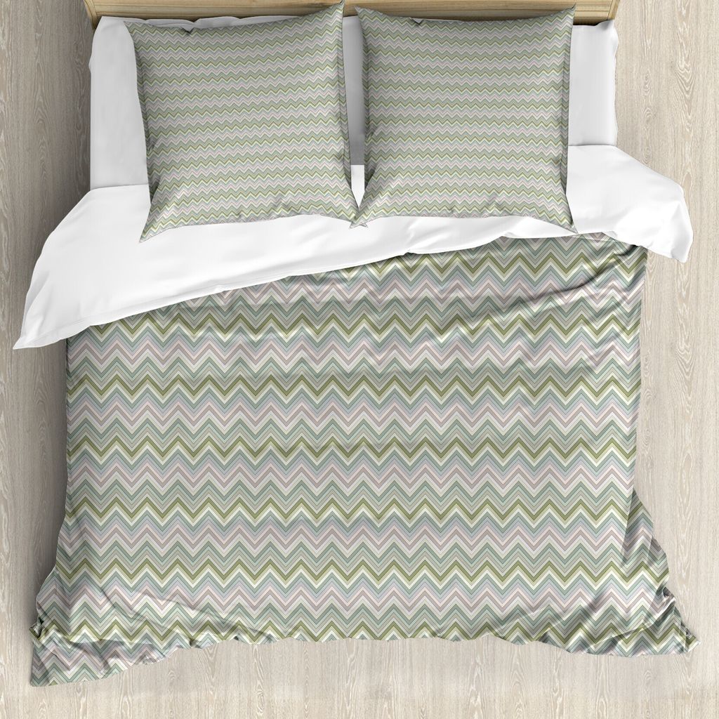 ABAKUHAUS Gedeckte Farben Bettbezug Set für Einzelbetten, Chevron wie Design, Milbensicher Allergiker geeignet mit Kissenbezug, 200 cm x 200 cm - ...