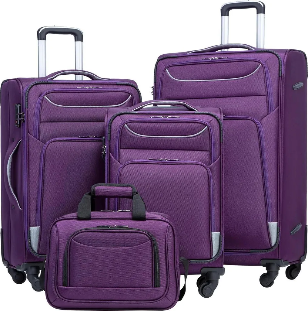 Valises rigides 4 roues COOLIFE lot de 4 bagages lilas pour le voyage