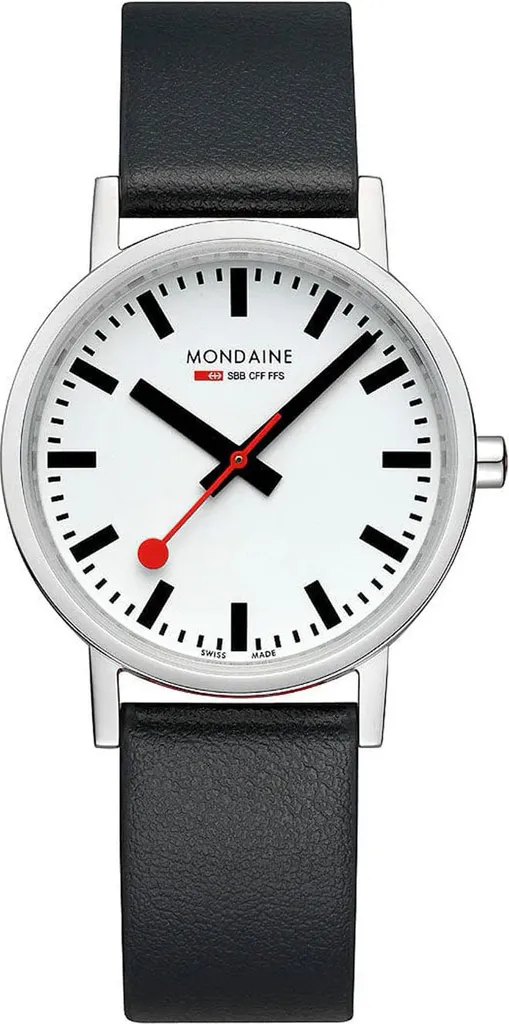 Montre Durable Mondaine Classic A660 Bracelet Vegan Noir et Cadran Blanc