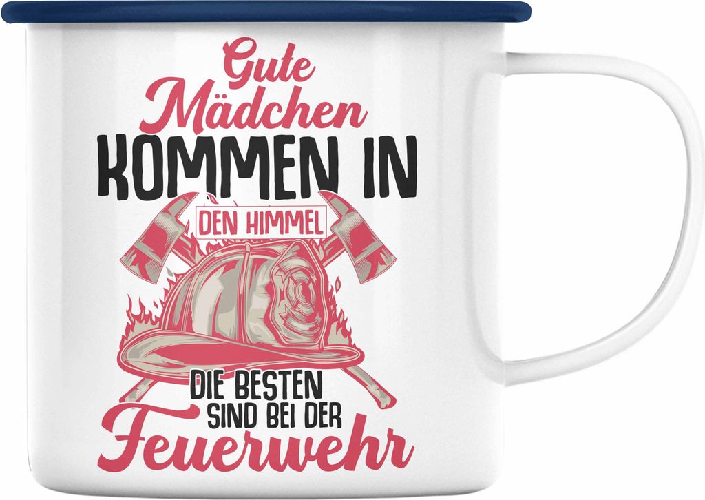 Trendation - Feuerwehr Frau Emaille Tasse Geschenk Frauen Produktbild 