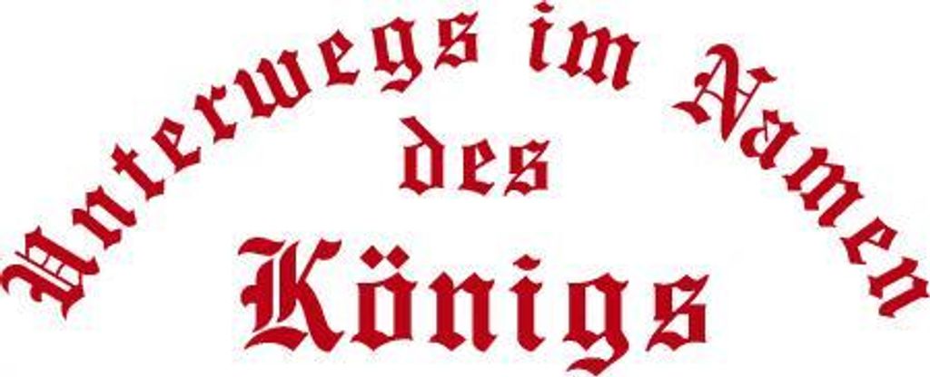 Aufkleber Applikation - Unterwegs im Namen des Königs - AP3996 - versch. Größen Color - rot Größe - 25cm