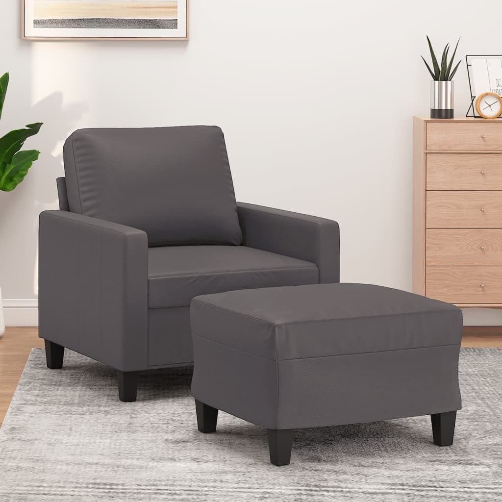 "2026 Promotion" Sessel - Einzelsofa - mit Hocker - Grau 60 cm Kunstleder - Klassische Sofas CC10786