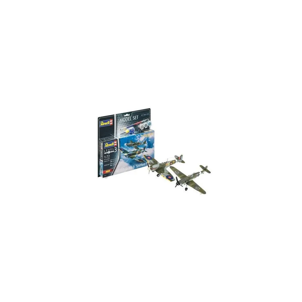 Revell Combat Set Bf109G-10 & Spitfire Mk.V 1:72 - Kit de Modélisme 76 pces