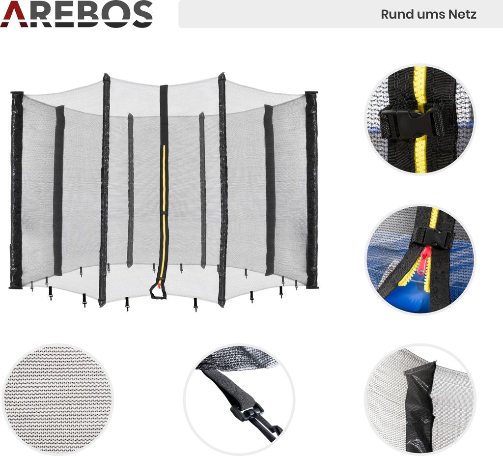 Arebos Randafdekking voor trampoline | 427 cm | randbescherming | veiligheidsmat, 100% UV-bestendig | scheurvast trampoline accessoires | Blauw