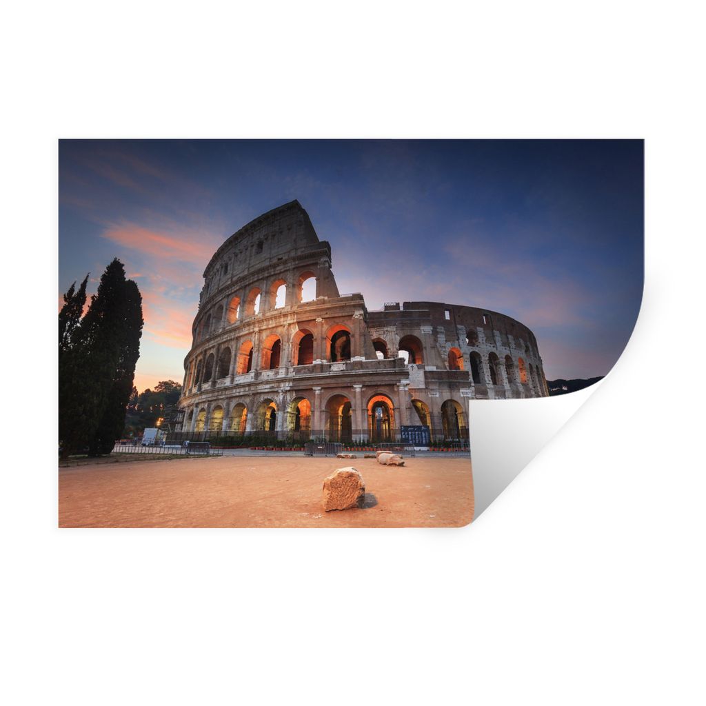 MuchoWow Wandtattoo Wandsticker Wandaufkleber Italien - Rom - Kolosseum 30x20 cm Selbstklebend und Repositionierbar - Wierderverwendbar - Selbstk...