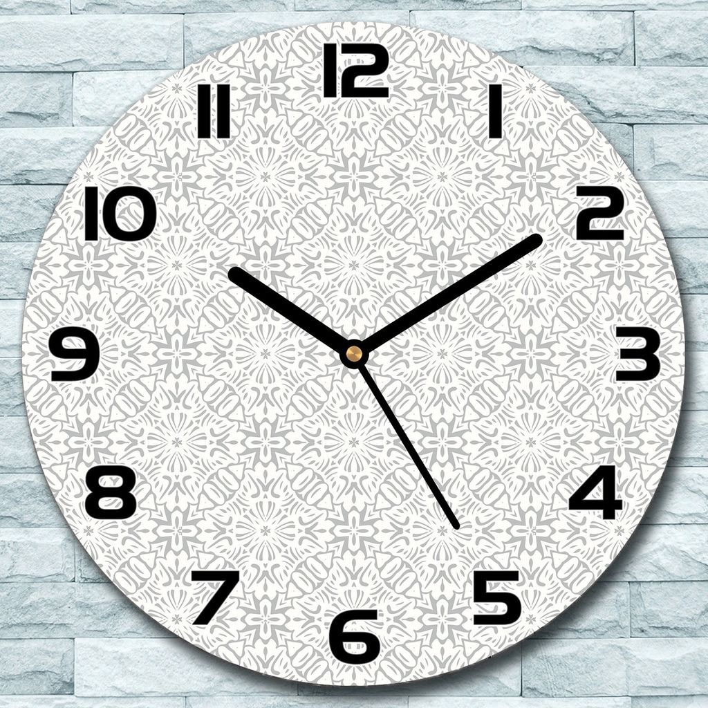 Wanduhr aus Glas Rund fi 30 Hochzeit grau weiß Quarz Deko Schlafzimmer Büro