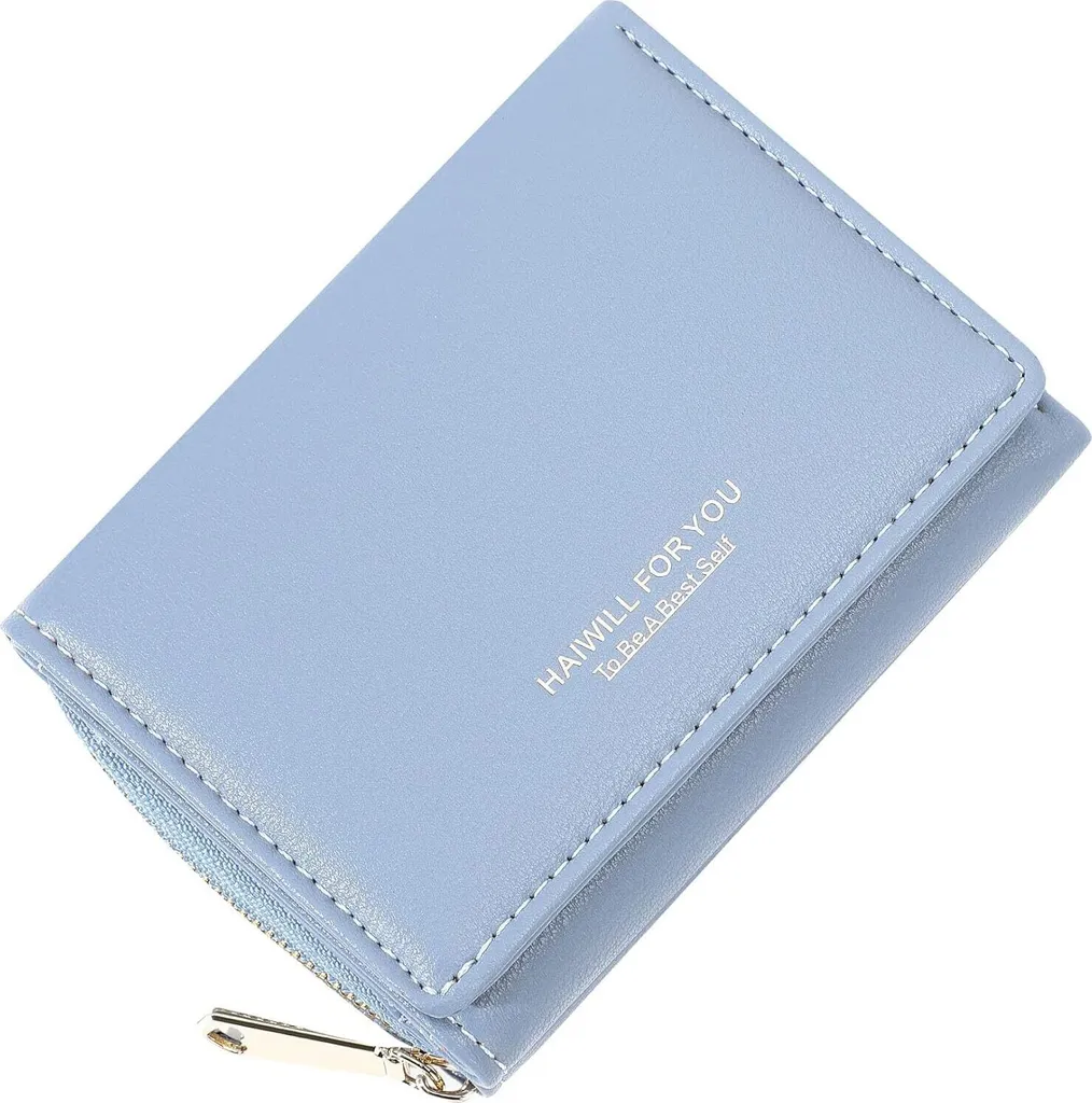 Mini borsellino da donna in pelle Portafoglio piccolo Portafoglio grande capacità Portafoglio piccolo da donna Molti scomparti (blu)
