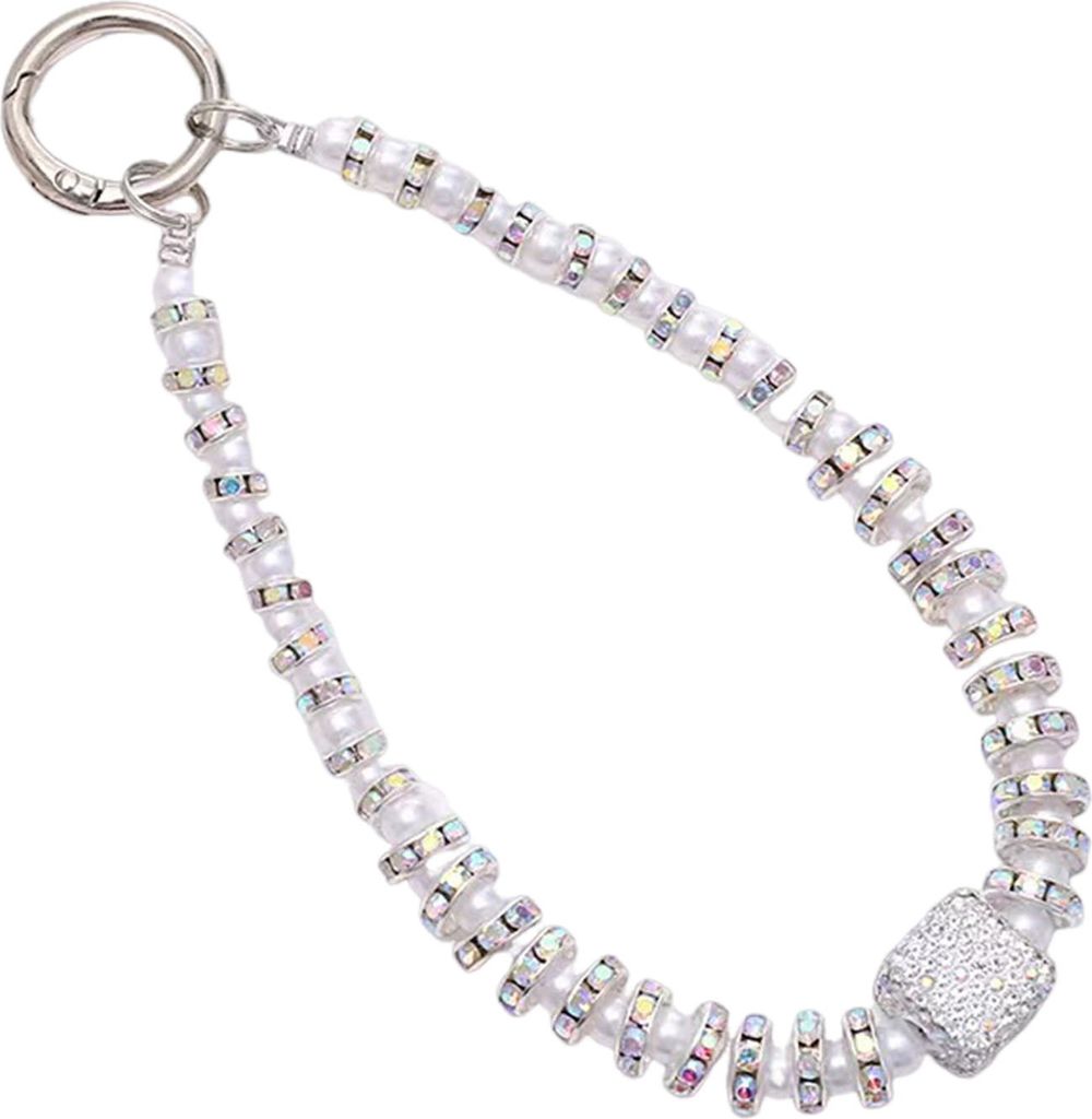 Handy-Handgelenkband mit Perlen und Kunstperlen-Anhänger, Anti-Diebstahl-Telefon-Lanyard, modisches Freisprech-Armband, Strass-Telefonband