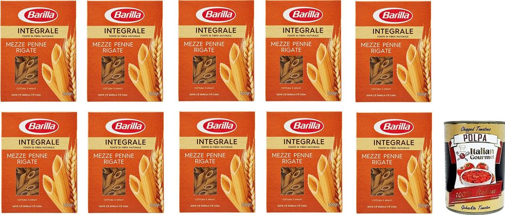 10x Pasta Barilla mezze penne rigate integrali Vollkorn italienisch Nudeln 500 g