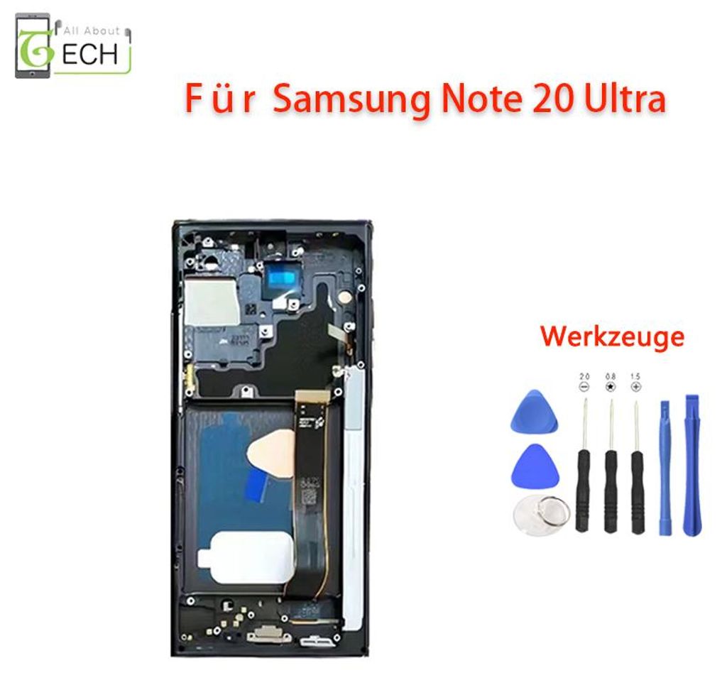 Für Samsung Galaxy Note 20 Ultra N986 LCD Display (OLED) Rahmen 6.78 Schwarz