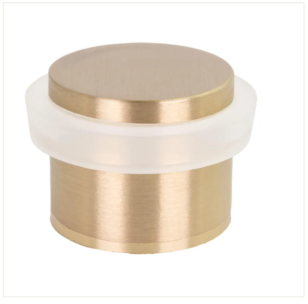Butée de porte adhésive ou à visser en laiton mat et silicone blanc