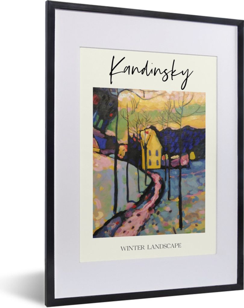 MuchoWow Gerahmtes Poster Kunst - Kandinsky - Winterlandschaft 30x40 cm - Poster mit Schwarzem Bilderrahmen Wandposter Rahmen Foto Bilder - Wandp...
