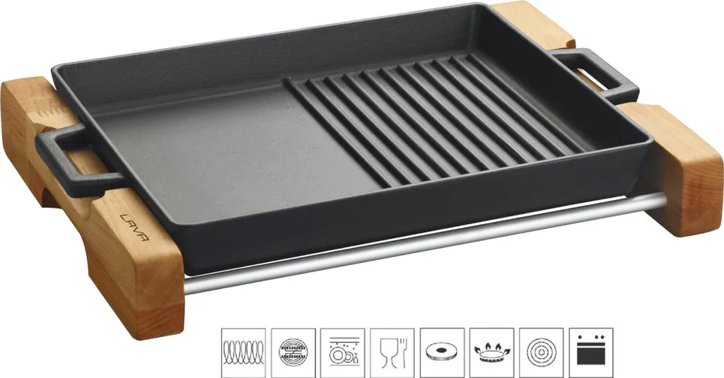 Griglia Ghisa Smaltata Lava 26x32cm Duo - Cottura Induzione e Forno