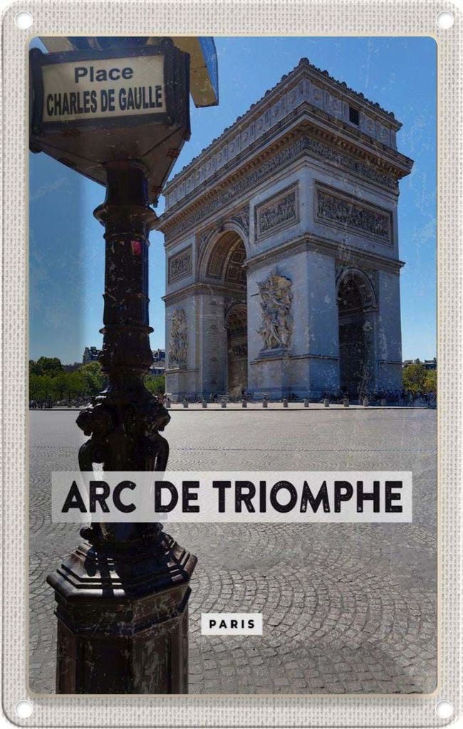 vianmo Blechschild 18x12 cm Arc de Triomphe Paris Reiseziel Bildmotiv Reisemotiv Abenteuer Reisen Urlaub