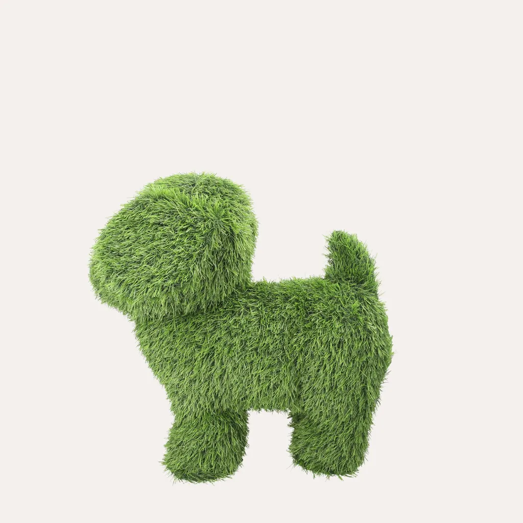Chien Décoratif en Gazon Synthétique Vert Résistant Intempéries 50cm