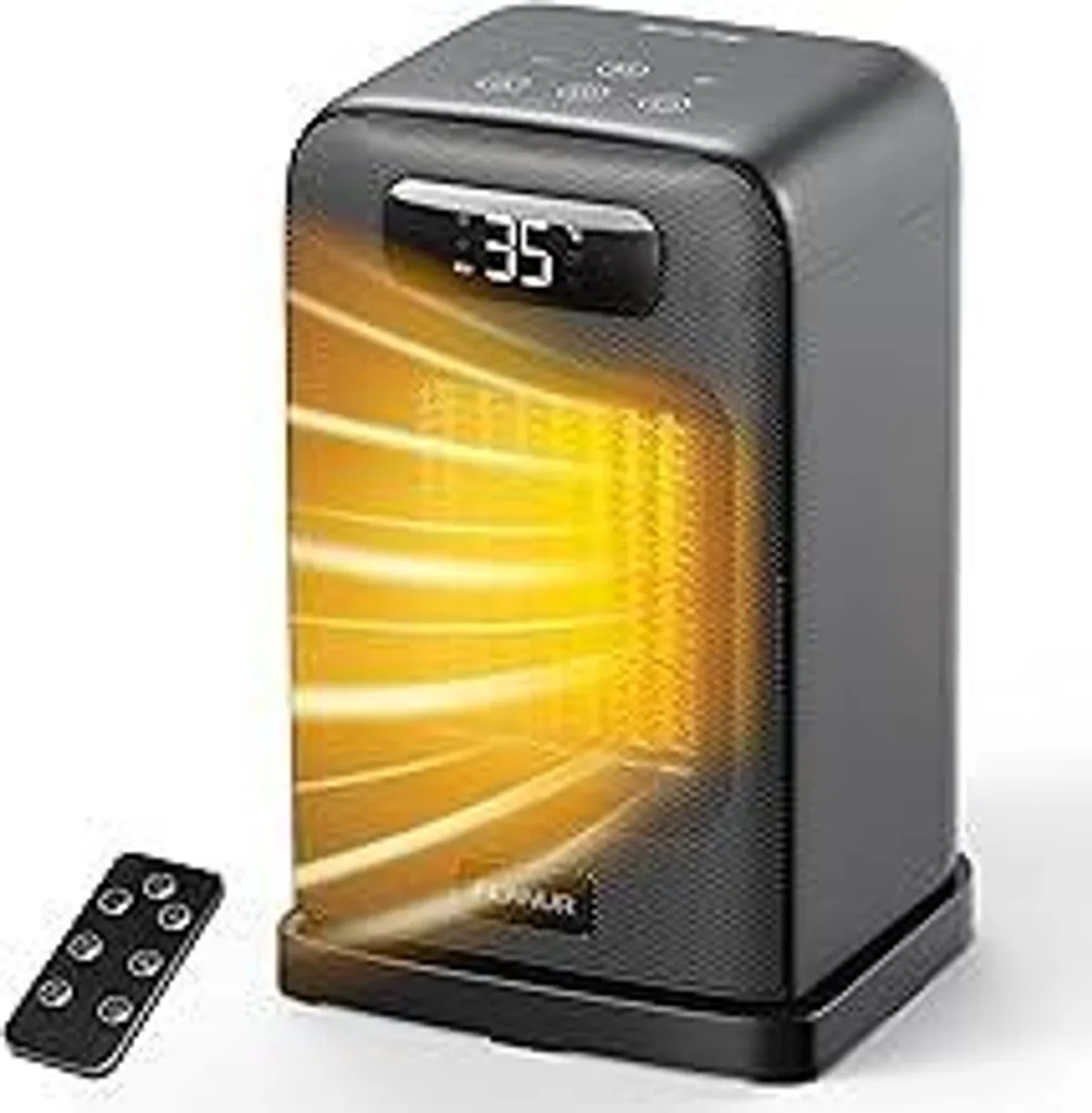Termoventilatore Design Nero FLANUR: Caldo Immediato e Stile Moderno