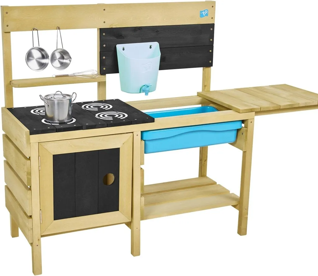 Cuisine extérieur enfant bois FSC DELUXE robuste : finis les jeux salissants dedans