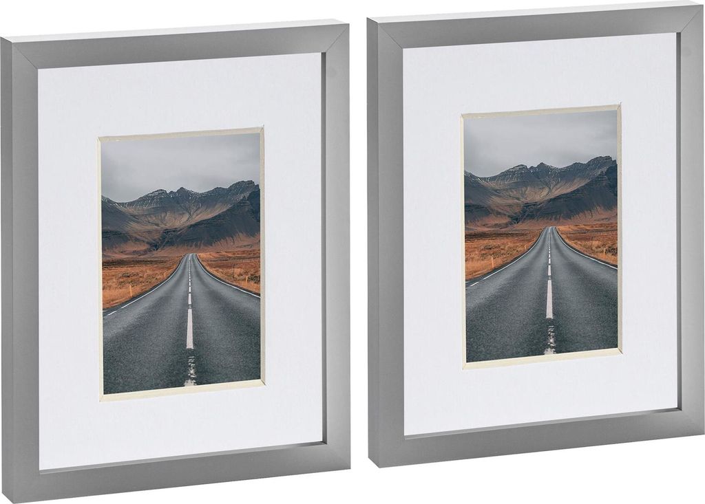 Nicola Spring Bilderrahmen mit 10,2 x 15,2 cm Passepartout, 20,3 x 25,4 cm, Grau/Weiß, 2 Stück