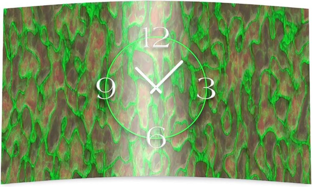 Abstrakt grün anthrazit Designer Wanduhr modernes Wanduhren Design leise kein ticken dixtime 3DS-0182