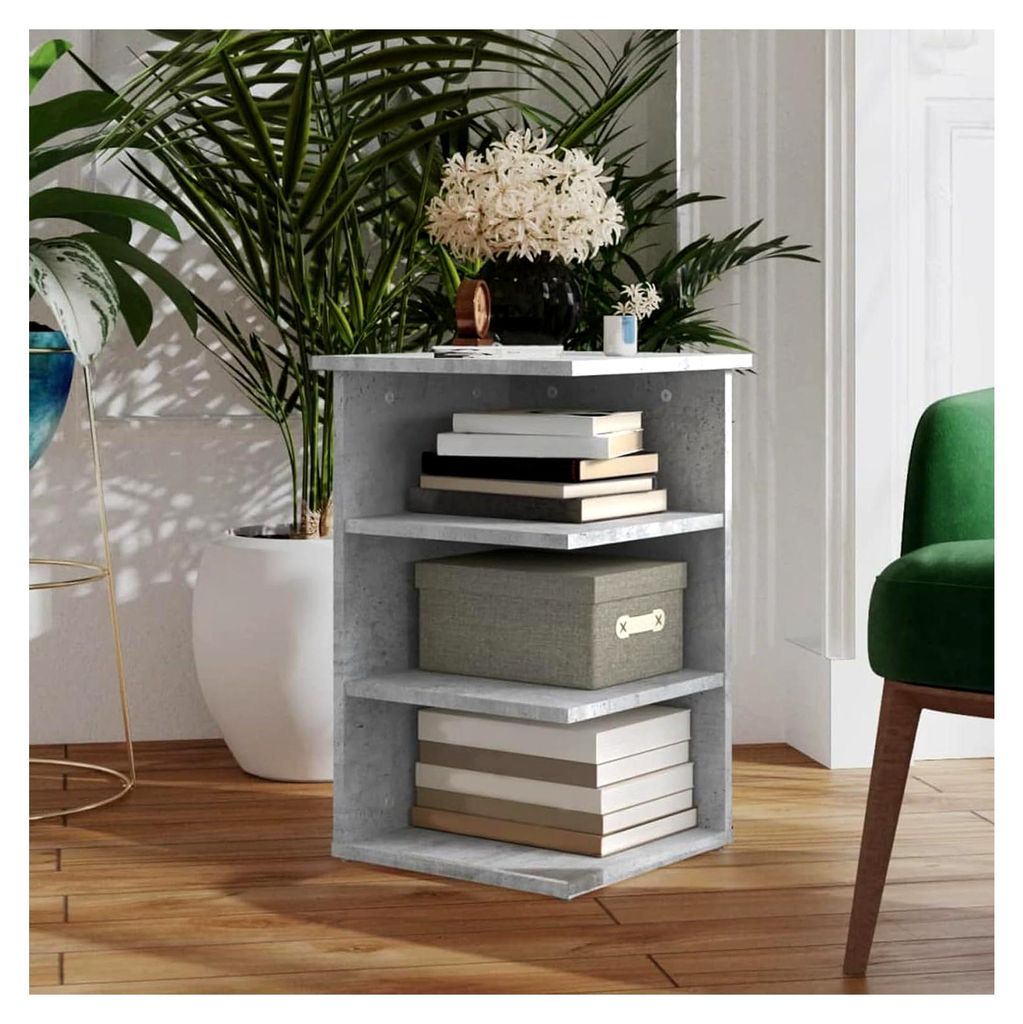 Bücherschrank Beistelltisch Holzwerkstoff Betongrau 35x35x55cm für Wohnzimmer
